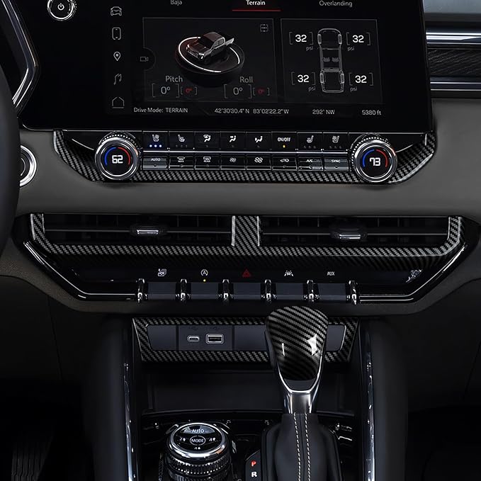 Car ABS Carbon Fiber Center Console USB Panel Sticker Cover Interior Trim Decal for Chevrolet Colorado/GMC Canyon 2023 2024 2025 Accessories
