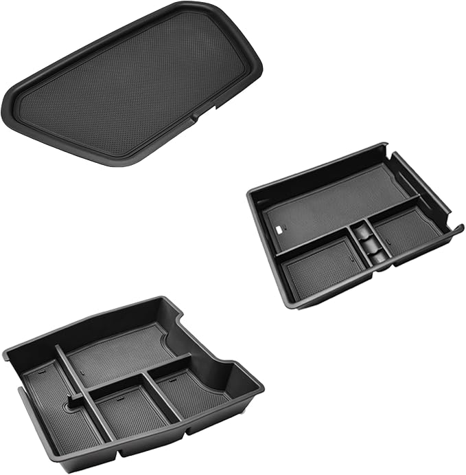 Center Console Tray and Dash Storage TrayCompatible with 2019-2026 Chevy Silverado/GMC Sierra 1500 & 2020-2026 Silverado/Sierra 2500HD 3500HD-(Split-Bench Folding Seat)-3 Pack