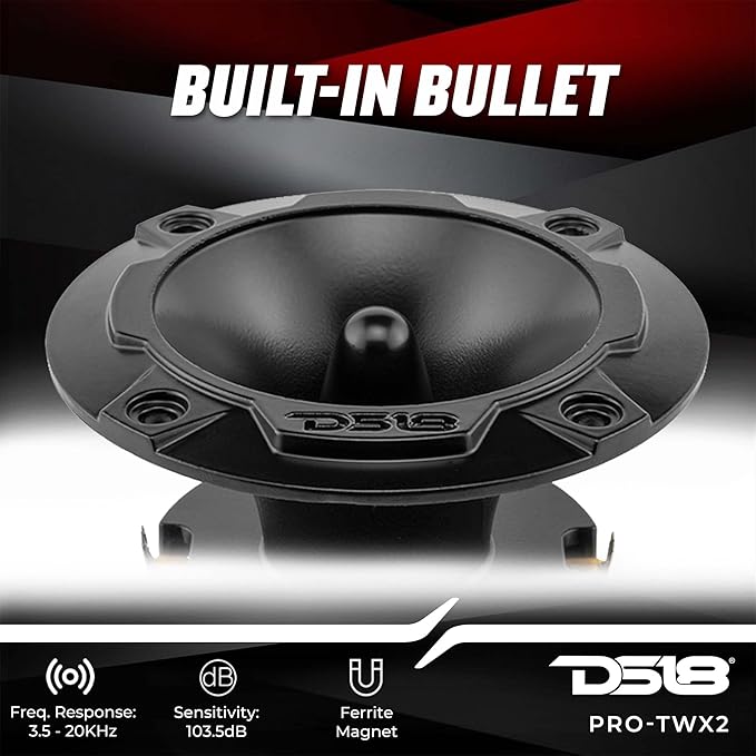 DS18 PRO-TWX2 3.78" Super Bullet Tweeter with 1" Aluminum Voice Coil 240 Watts 4 Ohms (2 Speakers Included)