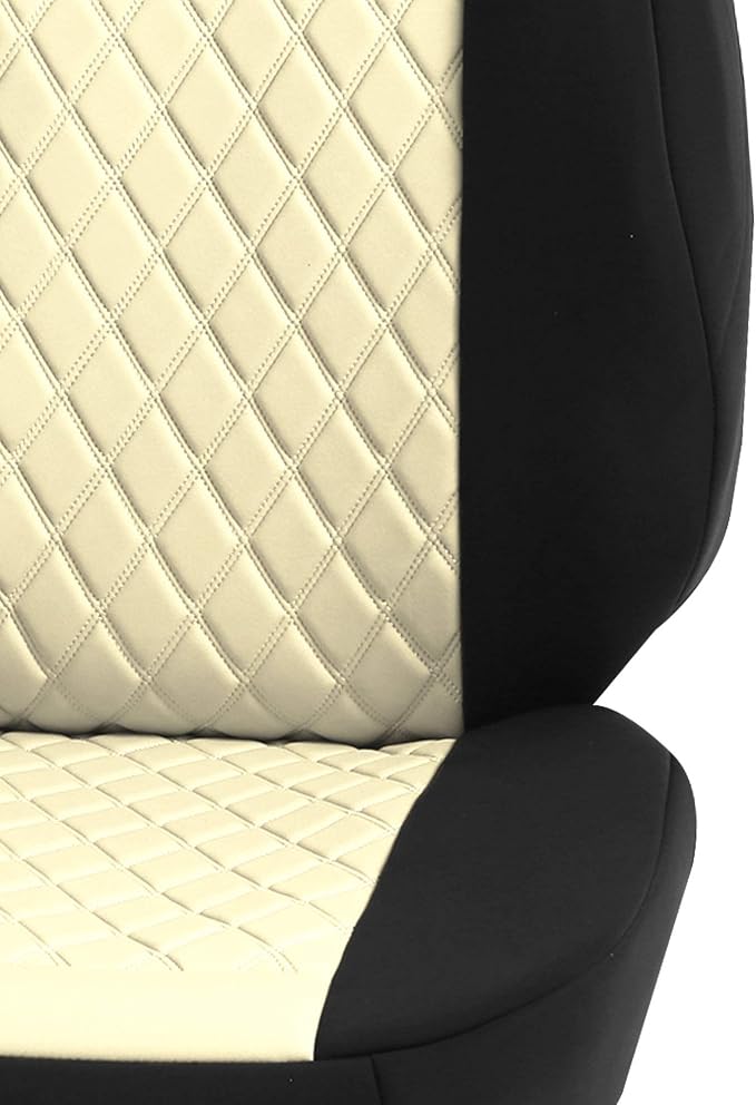 FH Group Car Seat Covers Neoprene - Seat Cover for Low Back Seats with Removable Headrest, Universal Fit, Airbag Compatible, Seat Cover for SUV and Van, Front Set Beige