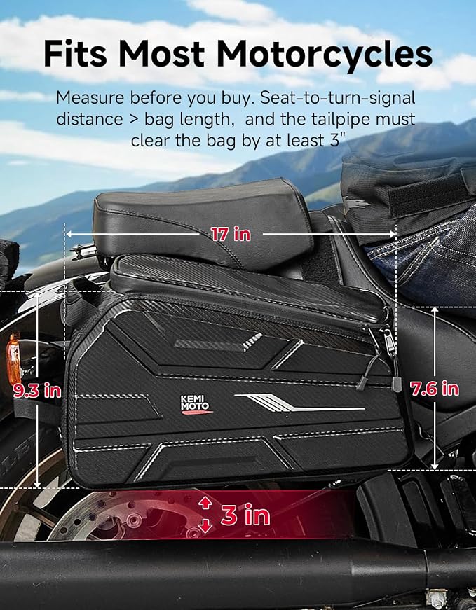 KEMIMOTO Universal Saddlebag Cooler Bag Keeps Hot & Cold Up to 7.5 Hours Insulated Cooler Bag Leakproof EVA Fit for Sportster Softail Sport Bike Adventure Ninja Rebel Dyna Cruiser V-star Shadow
