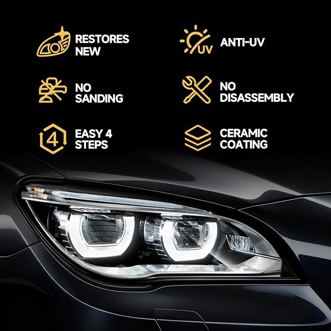 toretark Real Ceramic Coating for Cars Polish (16 Fl Oz) & Real Ceramic Coating for Glass (3.38 Fl Oz) & Headlight restoration kit (3.38+ 0.68Fl Oz)