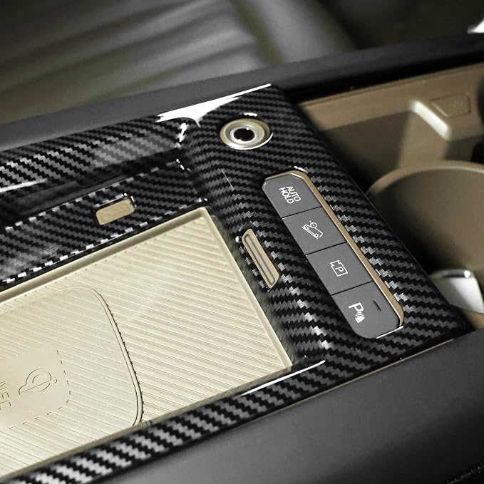 YOUTOOCAR Center Console Wireless Charging Pad Frame Cover Trim Compatible with Kia EV9 2024-2025 Accessories (Carbon Fiber Pattern)