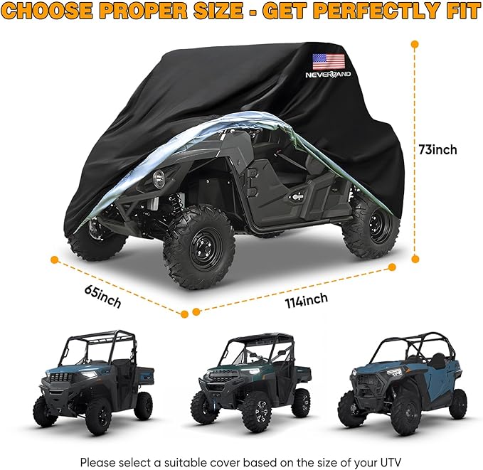 NEVERLAND UTV Covers Heavy Duty, 300D UTV Cover 2-3 Seater All-Weather Protection, Side by Side Cover Waterproof Outdoor Compatible with Honda Pioneer Polaris Ranger 114"x 65"x 73" (American Flag)