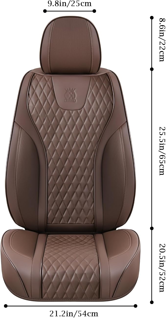 Doogo Car Seat Covers, Universal Front Seat Covers, Waterproof Napa Leather Seat Cushions, Automotive Seat Covers Protectors for Most Cars Trucks SUV (Coffee,Front Pair)