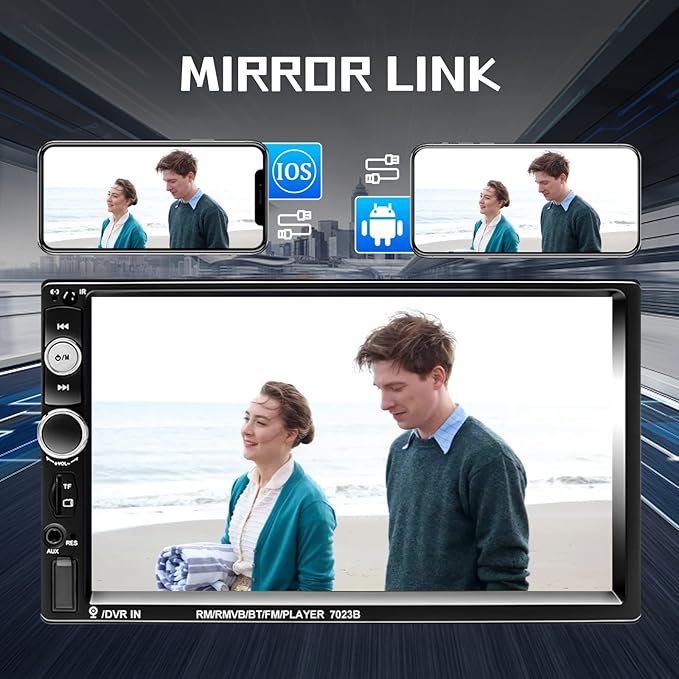 Double Din Car Stereo 7" Touch Screen 2 Din Car Radio with Bluetooth FM, MP5 Player with USB/SD/AUX Input 2 Din Autoradio with Mirror Link SWC,Portable Media Players +Backup Camera