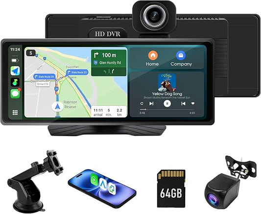 Haudio 9.3” Portable Wireless CarPlay Touch Screen, Plug & Play CarPlay Screen for Car, Apple CarPlay & Android Auto, 1080P Backup Camera, Voice Control, Bluetooth, GPS Navigation, No Installation