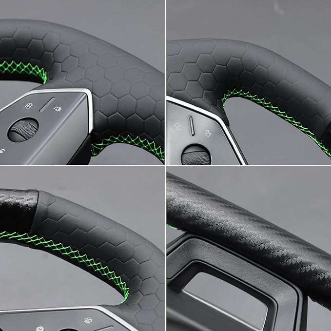 MEWANT Steering Wheel Cover for Tesla Cybertruck 2023-2025 Hand-Stitched Steering Wheel Wrap Tesla Cybertruck Accessories