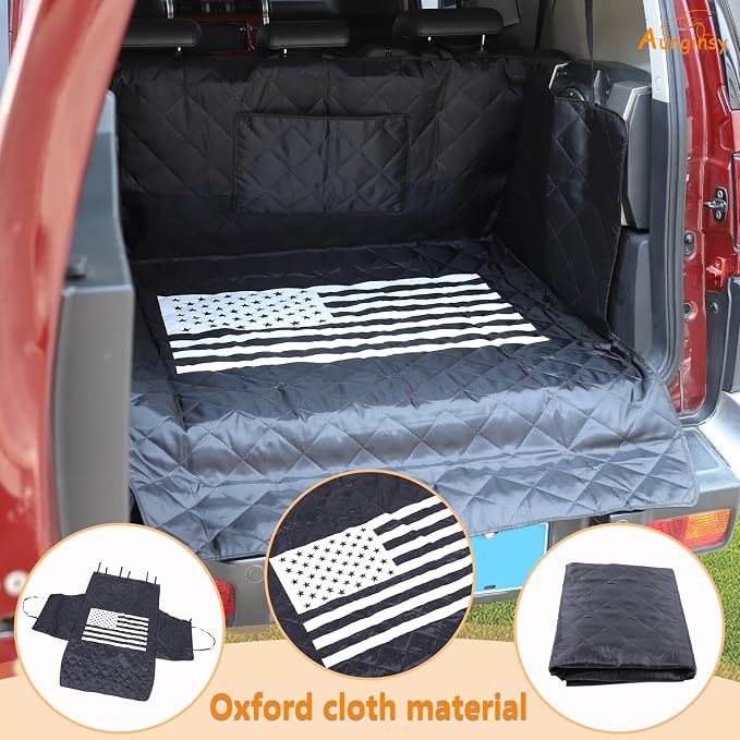Aunginsy SUV Cargo Liner for Dogs Compatible with Toyota FJ Cruiser 2007-2021 Accessories, Rear Trunk Mat Travel Nonslip Pet Cargo Boot Liner with Bumper Flap Protector, Waterproof Floor Mat for Cats