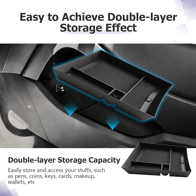 LUWU Lower Center Console Tray Storage Box for 2021 2022 2023 Hyundai Santa Fe SE/SEL/XRT/Limited/Calligraphy Accessories Armrest Console Organizer ABS Material 2022 2023 Santa Fe Accessories Black