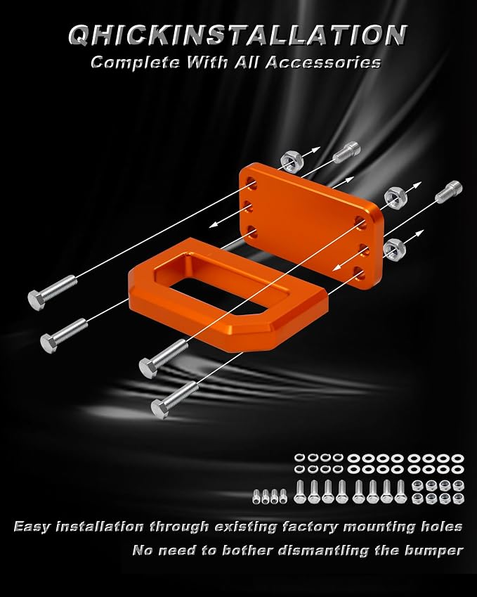 Front Tow Hooks, D-Ring Shackle Compatible with 2003-2018 Ram 2500 3500 2WD & 4WD - Replace OEM 68171791AA, 52020587AB (Orange)