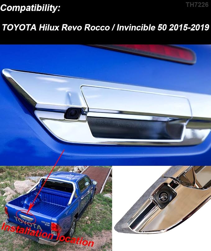 HD Car Rear View Trunk Handle Camera Rear Tailgate Handle Camera Reverse Back up Camera Replacement for Toyota Hilux Revo Rocco Invincible 50 2015-2019