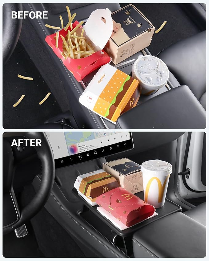 BASENOR Tesla Model 3 Model Y Center Console Table Tray and Tesla Model Y Model 3 Model S Model X LR/Plaid Tablet Holder