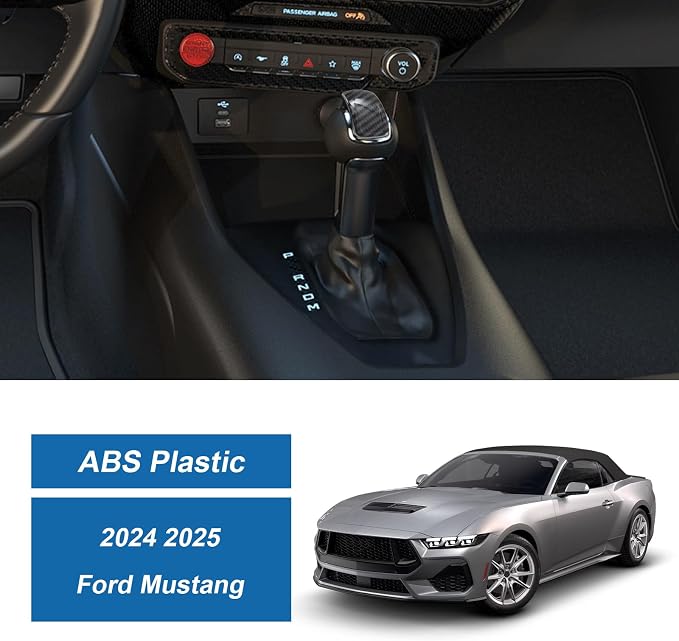 Carbon Fiber Gear Shift Knob Cover Compatible with Ford Mustang 2024 2025