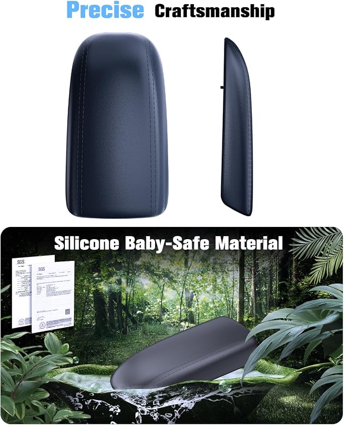 For 2020-2026 Ford Escape & 2021-2026 Bronco Sport CX430 2-in-1 Silicone Center Console Armrest Cover& Armrest Hidden Privacy Tray - [OEM Design& Friendly Liquid Silicone Rubber] - Thin Black