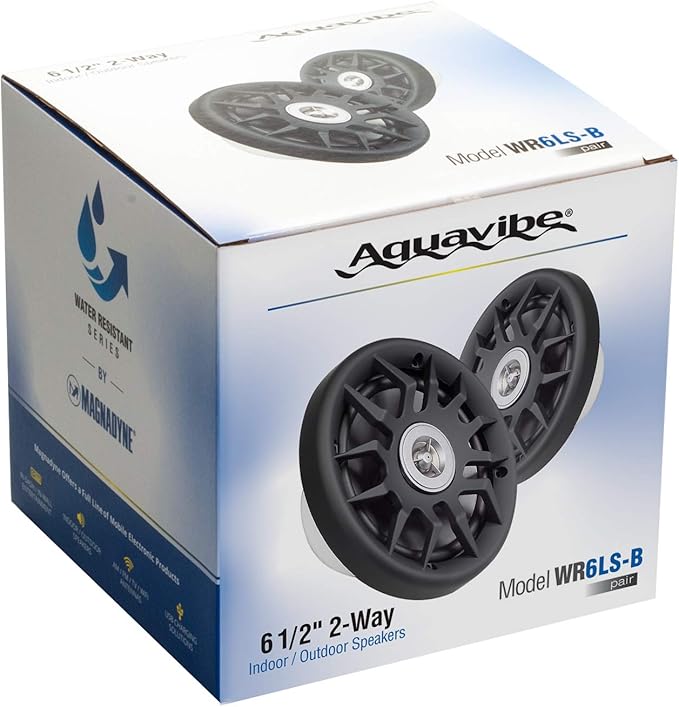 Marine Audio Speakers, 80 Watts, 6.5 Inch, Water Resistant, UV-Resistant, with Metallic Dome Tweeter, High-Performance Marine, RV & Vehicle Upgrade (Black)