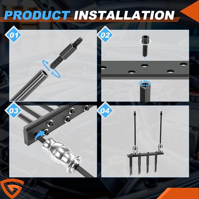Fuel Injector Removal Tool EN-51146 GM-51146 Fuel Injector Rail Assembly Replacer Master Tool Kit Fit For GM Opel/Fit For Buick/Vauxhall/MG 1.0L 1.4L 1.5T 1.6L Engines, EN-51146-100 EN-51146-150