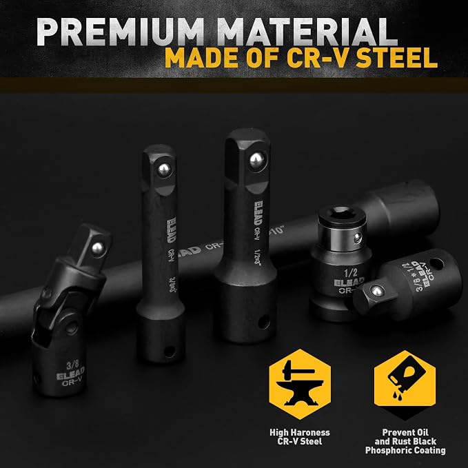 ELEAD Impact Socket Extension Set & 3/8'' Drive Impact Socket