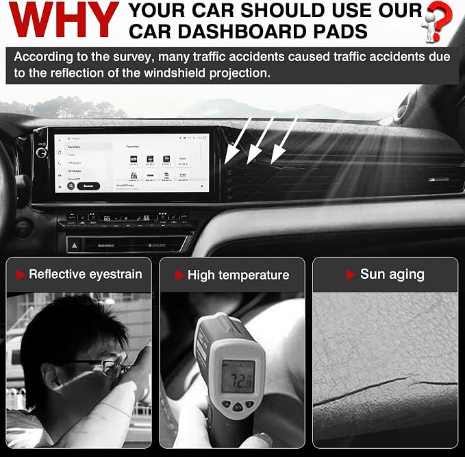 Autorder Dashboard Cover Mat for Toyota Camry 2025 2026 Accessories Dash Cover Upgrade Velvet Dash Mat Sunshade Glare UV Rays Protector(Without HUD)