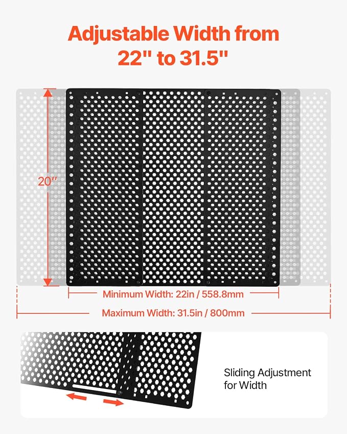 VEVOR RV Screen Door Protector, Adjusts from 22 to 31.5 inch, Adjustable Door Grille, Easy to Install, Reinforced Breathable Honeycomb Holes, Iron Camper RV Entry Protector for Pet Protection, Black
