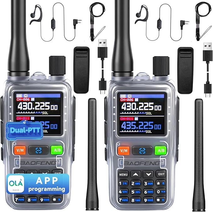 BAOFENG UV5RMINI Two Way Radio NOAA Weather Radio Dual PTT 999CH Survival Radio APP Programming Copy Frequency Ham Radio