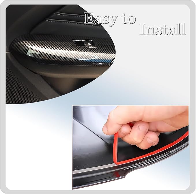 MUXEE Armrest Window Switch Panel Cover，for Ford Mustang 2015-2026，Door Window Control Panel Cover Car Sport Interior Accessories - Carbon Fiber