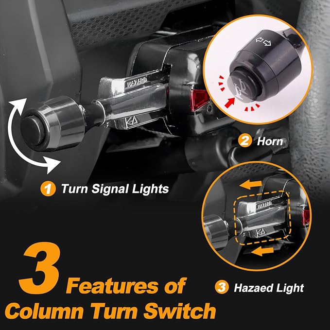 UTV Turn Signal Kit,Plug and Play Street Legal Column Turn Signal Switch, Amber Led Light, Horn Kit compatible with Pioneer, Arctic Cat,Kawasaki, Polaris, Can-Am..