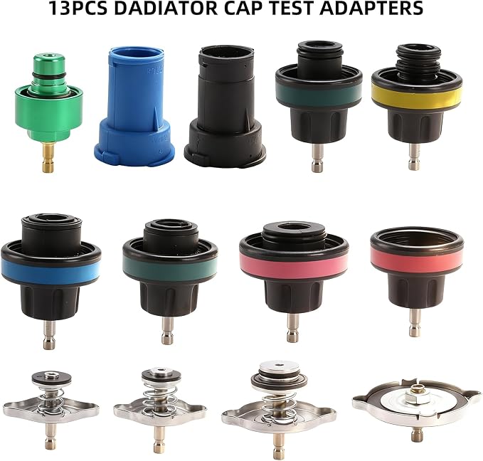 16 Pcs Universal Radiator Pressure Tester Kit,Coolant Pressure Tester kit with 13 Radiator Adapters,Precise Coolant Leak Detector for All Vehicle Cooling System
