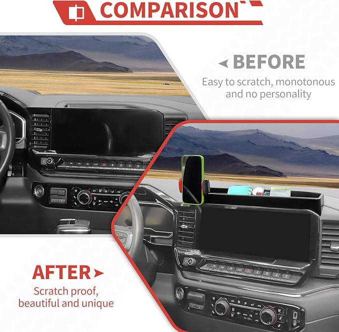 Fit for Chevrolet Silverado 2022+ Multi-Mount Phone Holder Dash Tray Center Console Dashboard Phone Mount with Organizer Interior Accessories