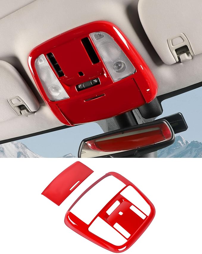 Roof Reading Light Cover Trim Fit for 2011 + Dodge Charger/Durango/Chrysler 300 Interior Accessories Red Reading Lamp Decals Cover Trim Sticker Kit (B)