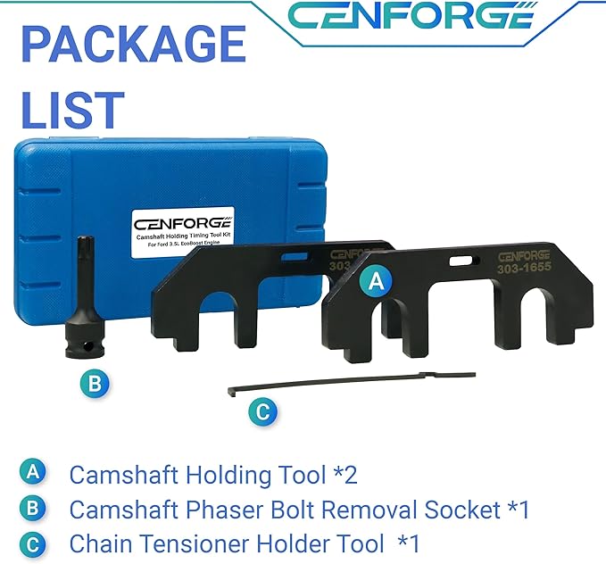 303-1655 Camshaft Holding Tool, Ford 3.5 Timing Tool Kit Compatible with Ford 3.5L EcoBoost Upgraded GT F-150 Expedition Lincoln Navigator, with Cylinder Head Screw Removal Socket
