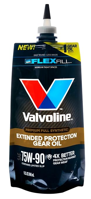 Valvoline FlexFill Extended Protection Full Synthetic 75W-90 Gear Oil 1 QT Pouch, Case of 4