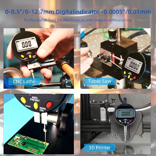 Electronic Digital Dial Gauge,with A Range of 0.5in/12.7mm and A Digital Indicator Accuracy of 0.01mm/0.0005 "Metric and Imperial Measure Tool Electronic Dial Gauge of 3D Printing and CNC Machine