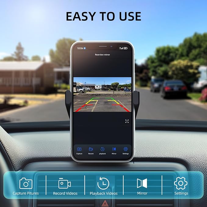 eRapta Wireless Backup Camera, WiFi Magnetic Solar Rear/Front View Camera with BSD, Li-ion Battery, Night Vision for Hitching Gooseneck Horse Boat Travel Trailer/Fifth Wheels/RV/Camper for iPhone