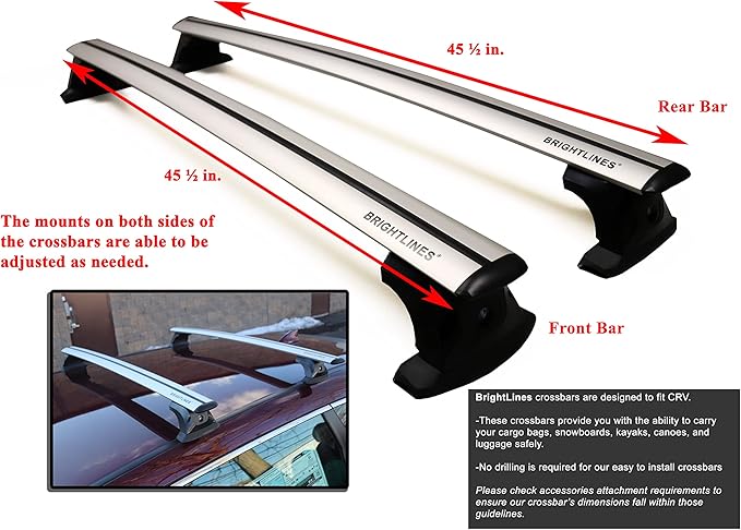 BRIGHTLINES Heavy Duty Anti-Theft Premium Aluminum Roof Bars Roof Rack Crossbars Compatible with 2012-2026 Honda CRV Without Roof Rails