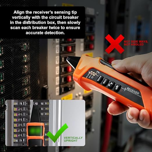 Circuit Breaker Finder Detector with LCD Display, AI Smart Mode, GFCI Outlet Tester, Electrical Circuit Tracer Tool with NCV Test – Includes Carrying Case and Adapters, Rechargeable Function