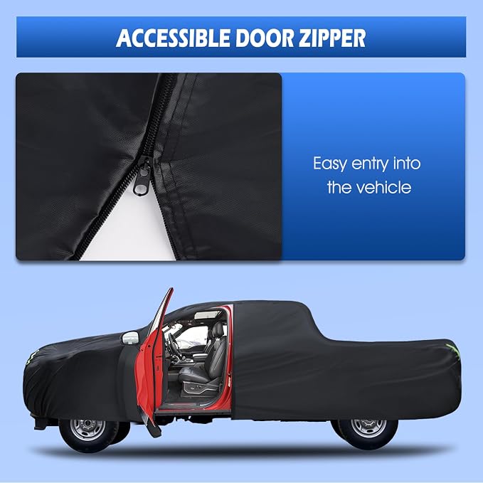 Truck Cover Waterproof All Weather, 6 Layers Pickup Cover Fit for Ford F150, Chevrolet Silverado 1500, Gmc Sierra, Ram 1500, Toyota Tundra (T4 Fit Truck Length Up to 250 inch)