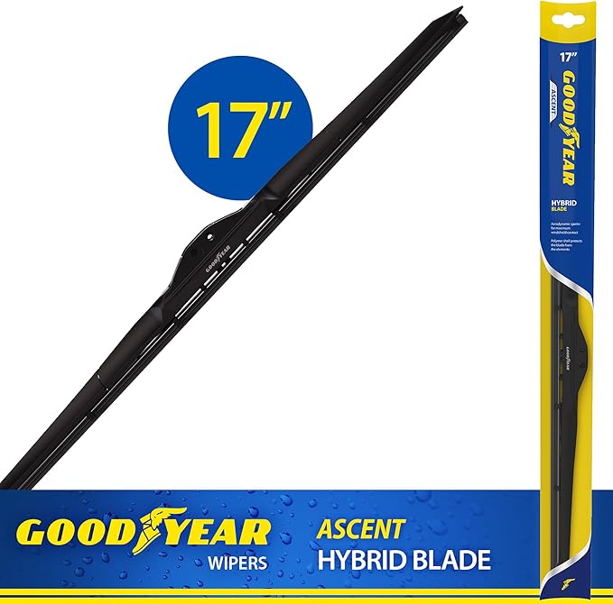 Goodyear Ascent 17" Hybrid Windshield Wiper Blade, Replacement Hybrid Windshield Wiper Blade with Universal Adaptor, Pack of 1