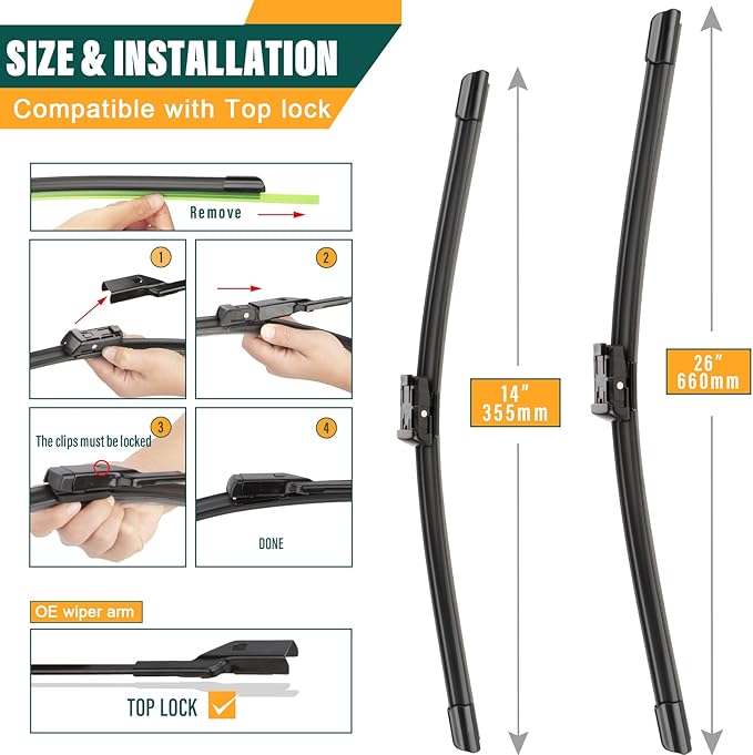 Windshield Wiper Blades Replacement for Chevy Trax 2015-2023, Buick Encore 2013-2022 Original Factory Quality - 26" 14" (Pack of 2)