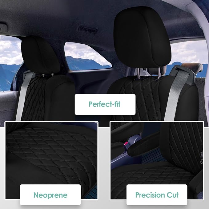 FH Group Custom Fit Car Seat Covers Specifically Made for Toyota Sienna 2021-2024, Black Ultraflex Neoprene 2nd Row Set Automotive Seat Covers, 7 Seater SUV Seat Covers, Toyota Accessories