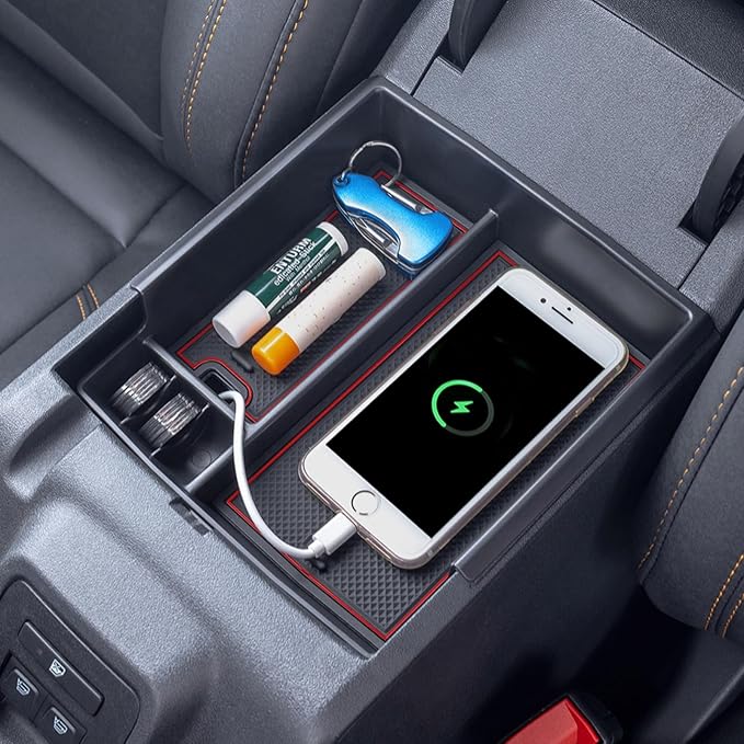 TOPINSTALL New Red Tray Compatible with 2021-2024 Ford Bronco & 2025+ Bronco 2-Door & 2025+ 4-Door Manual Transmission, Full Size Bronco Organizer (NO for 2025+ 4-Door Automatic)