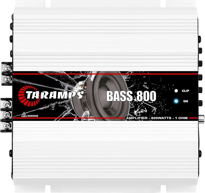 Taramp's Bass 800 1 Ohm Monoblock Amplifier 800 Watts Rms 1 Channel, 14.4VDC Out Power Full Range, Great for Sub/Bass - RCA/High Level Input, Car Audio