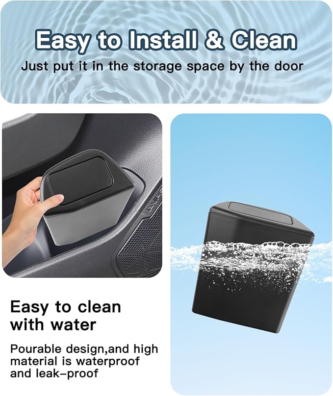 2019-2024 2025 2026 RAV4 Trash Can for Toyota RAV4 2026 Accessories Portable Mini Car Trash Bin with Lid for Storage and Organizer Car Door Garbage Can Compatible with 2019-2025 2026 Toyota RAV4