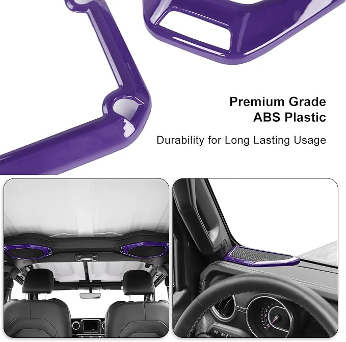 A Pillar Speaker Trim Cover & Roof Speaker Audio Trim Cover Ring Kit Decoration Interior Accessories for Jeep Wrangler JL JLU & Gladiator JT 2018-2022,Purple