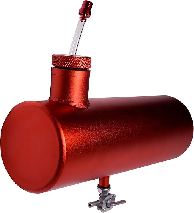 JMCHstore Aluminum Mini bike Gas Fuel Tank Cylinder 4x11'' for Coleman Baja Montser Mega moto Predator Hemi non 212 Engine, Massimo Axis RealTree Motovox Mototec Dirt Gas Bike, Go Kart Parts (Red)