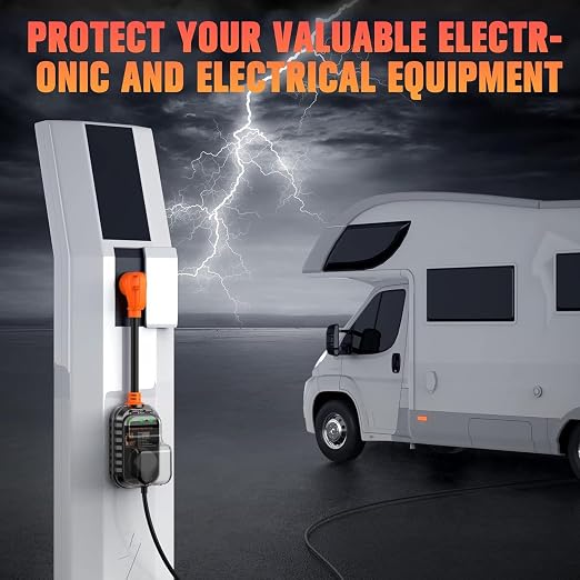 GEARGO RV Surge Protectors 30 Amp RV Circuit Analyzer, [𝟐𝟎𝟐𝟔 𝐍𝐞𝐰 𝐔𝐩𝐠𝐫𝐚𝐝𝐞𝐝 & 𝐆𝐞𝐧𝟐] Full Protection, RV Adapter Plug for Camper(Orange)