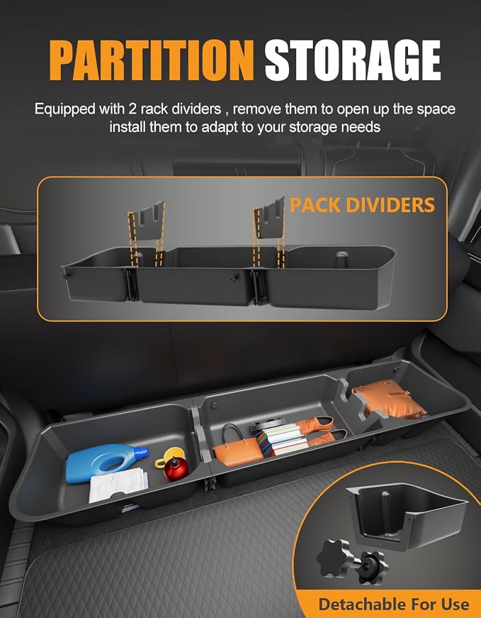 KINGGERI Under Seat Storage Boxes Compatible with 2015-2026 Ford F-150 F150 SuperCrew Cab, 2017-2026 Ford F-250 F-350 F-450 F-550 Super Duty, Upgraded Rear Under Back Seat Cargo Tool Box Organizer