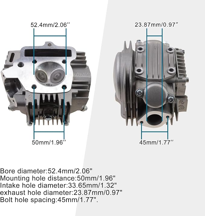 GOOFIT 52.4mm Complete Cylinder Head Valves Assembly Replacement for Apollo CRF Lifan 125cc Horizontal Engine Chinese Motorcycle ATV Go Kart Dirt Bike