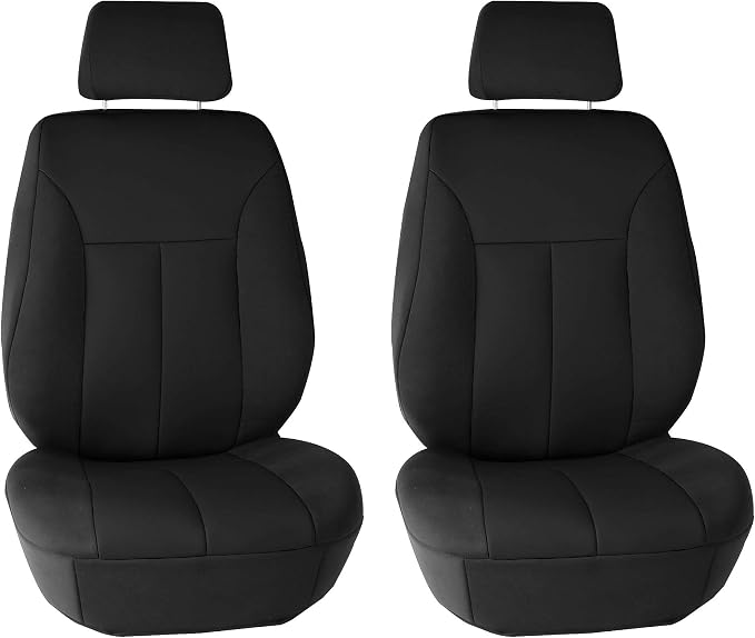 FH Group Front Set Neoprene Car Seat Cover for Low Back Seats with Removable Headrest, Universal Fit, Airbag Compatible, Seat Cover for SUV, Van, Black