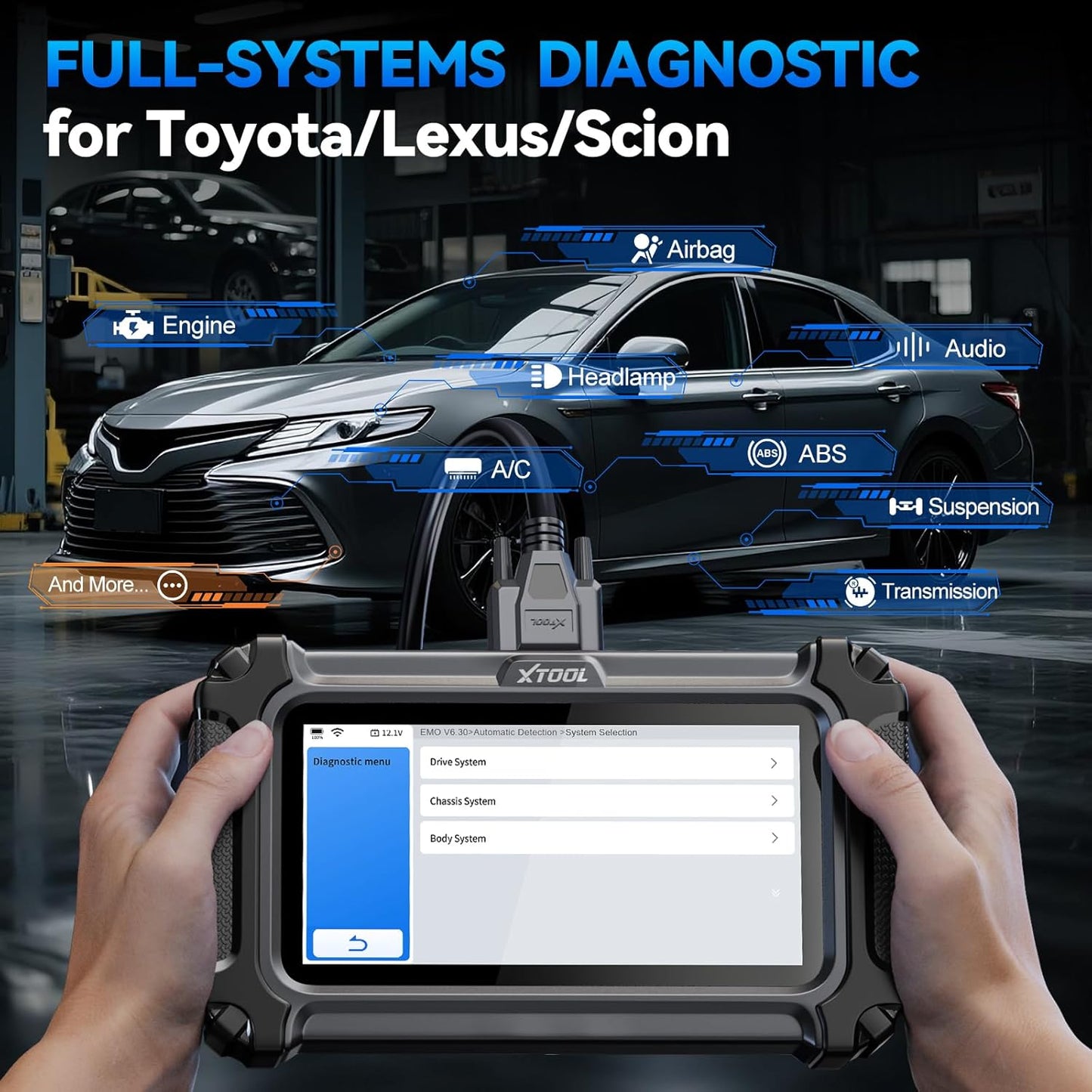 XTOOL IP500 for Toyota OBD2 Scanner, Full Systems Bi-Directional Scan Tool for Toyota/Lexus/Scion with Full OBD2 Function, All Reset Services, Multi-in-One Live Data Graph, Lifetime Free Update
